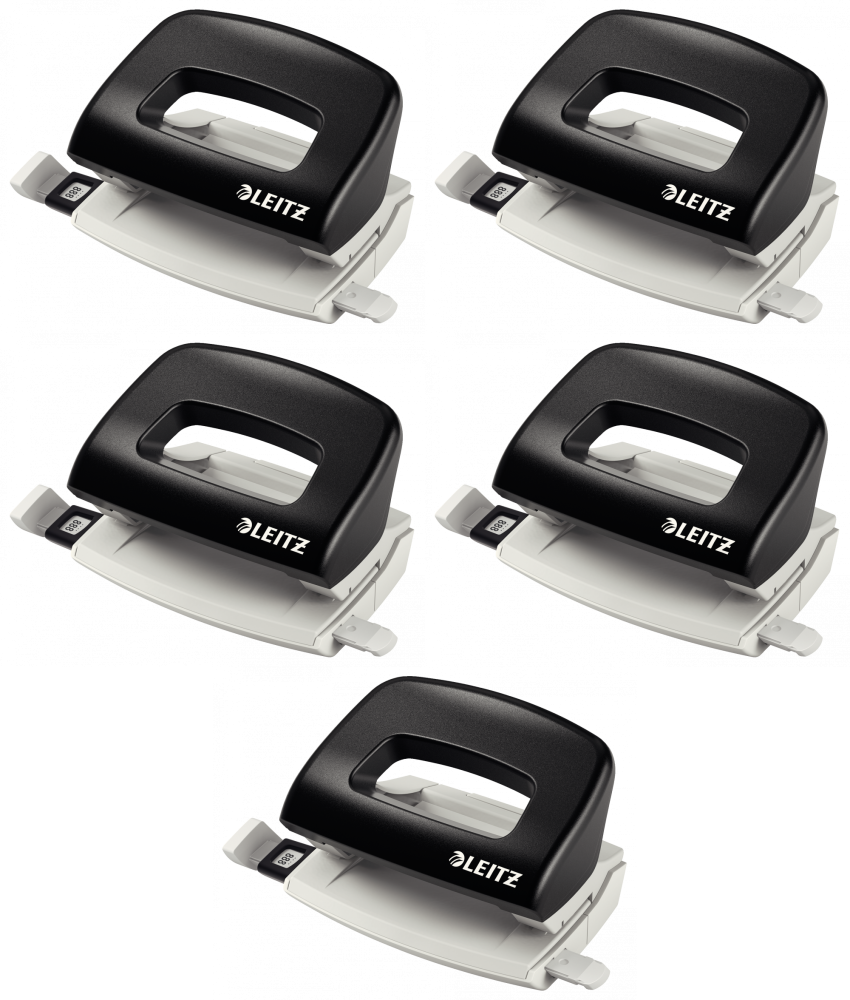 5x Dziurkacz mały Leitz 5058, do 10 kartek, czarny