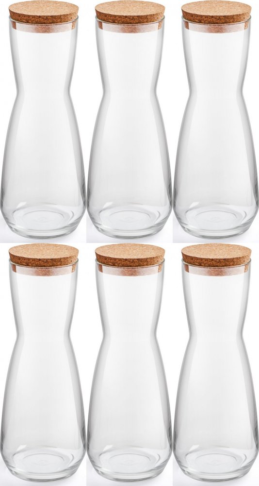 6x Karafka z korkiem Altom Design, 1l, przezroczysty
