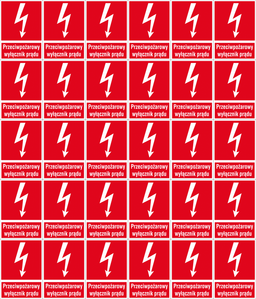 100x Naklejka ppoż Anro "Przeciwpożarowy wyłącznik prądu", 150x205mm