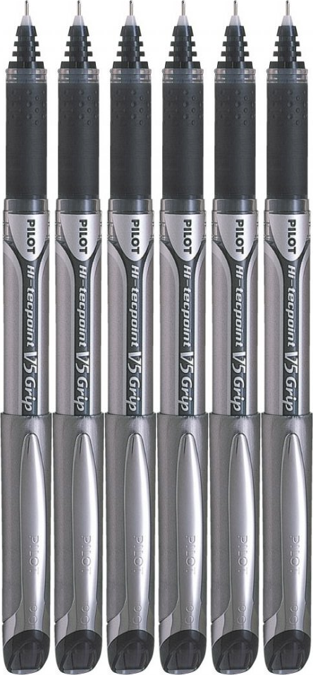6x Cienkopis Pilot, Hi-Tecpoint V5 Grip, 0.5mm, czarny