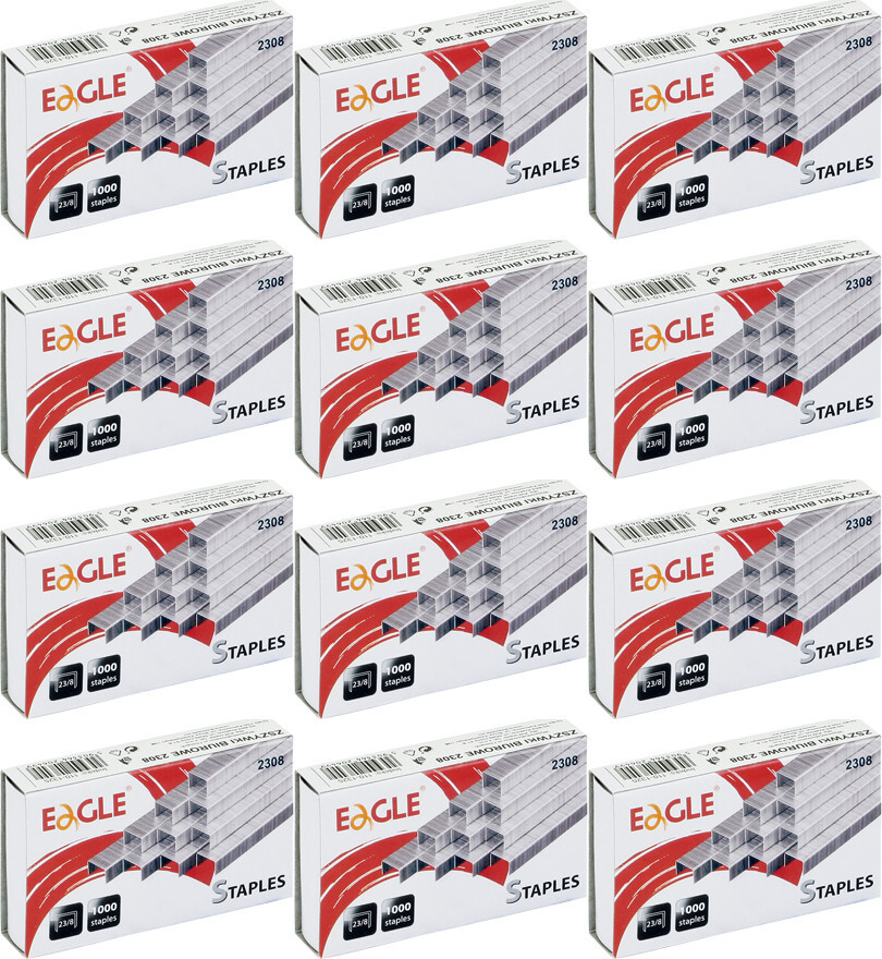 12x Zszywki specjalistyczne Eagle, 23/8, 1000 sztuk, srebrny