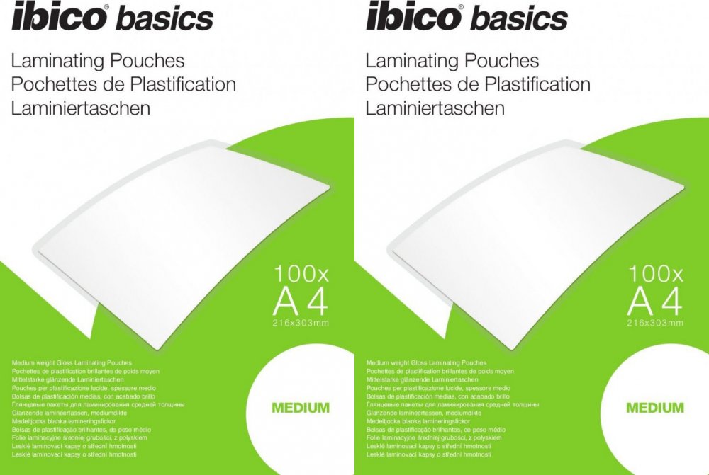 2x Folia do laminowania Ibico, 216x303mm, A4, 2x100 μm, 100 arkuszy
