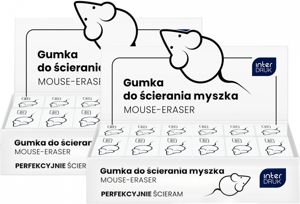 72x Gumka do ścierania Interdruk Mouse, biały