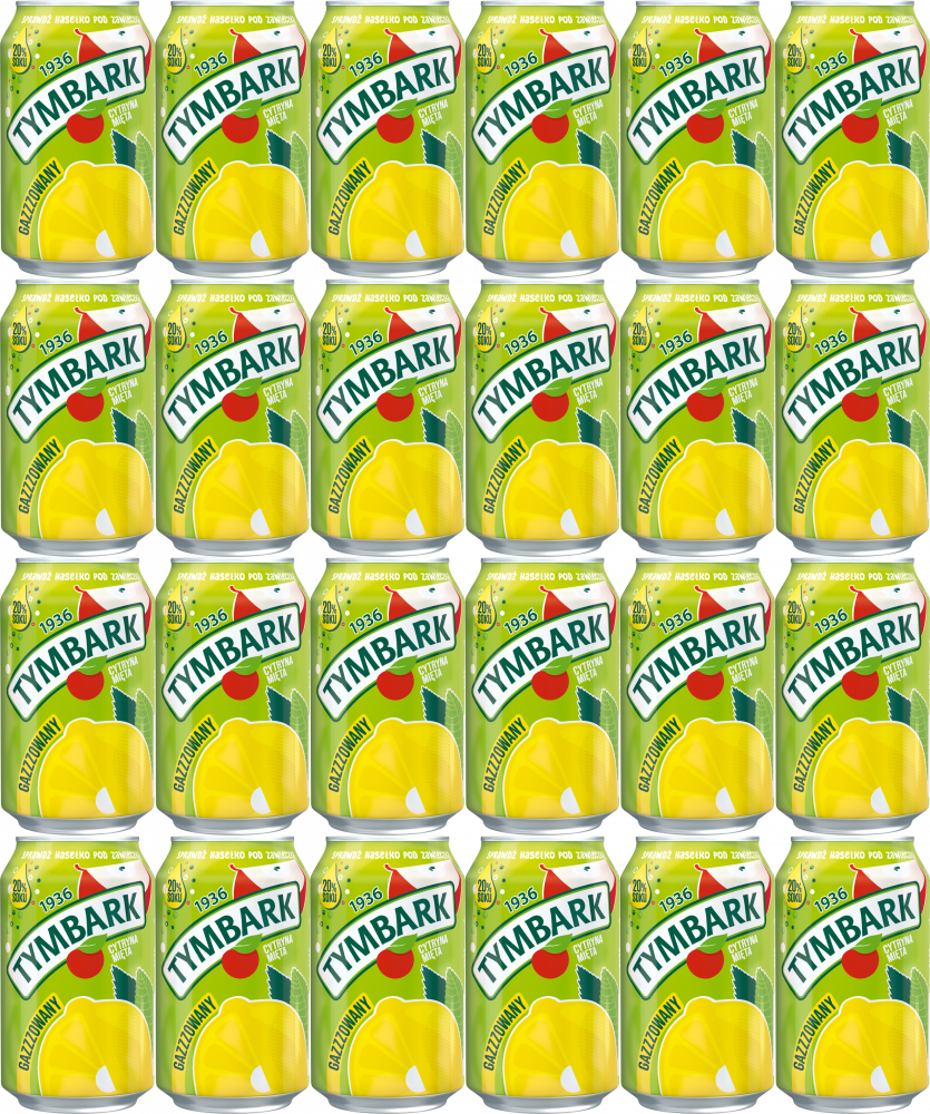 24x Napój gazowany Tymbark, cytryna/mięta, puszka, 0.33l