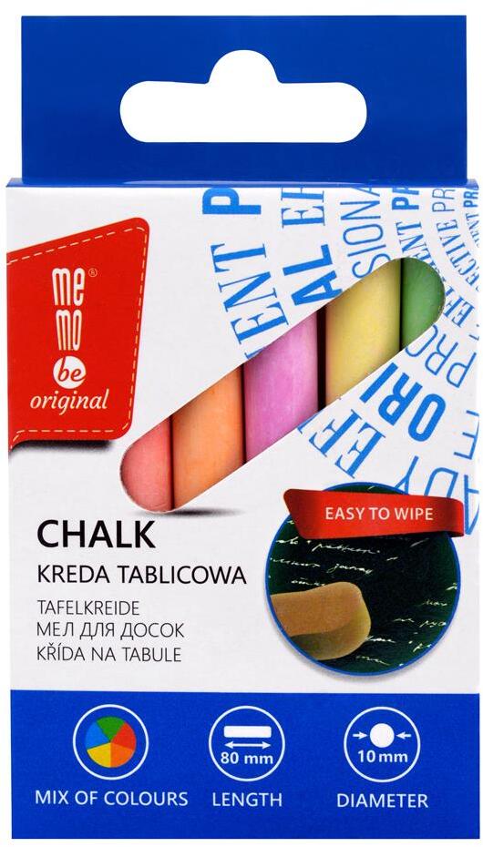 Kreda tablicowa MemoBe, 12 sztuk, mix kolorów