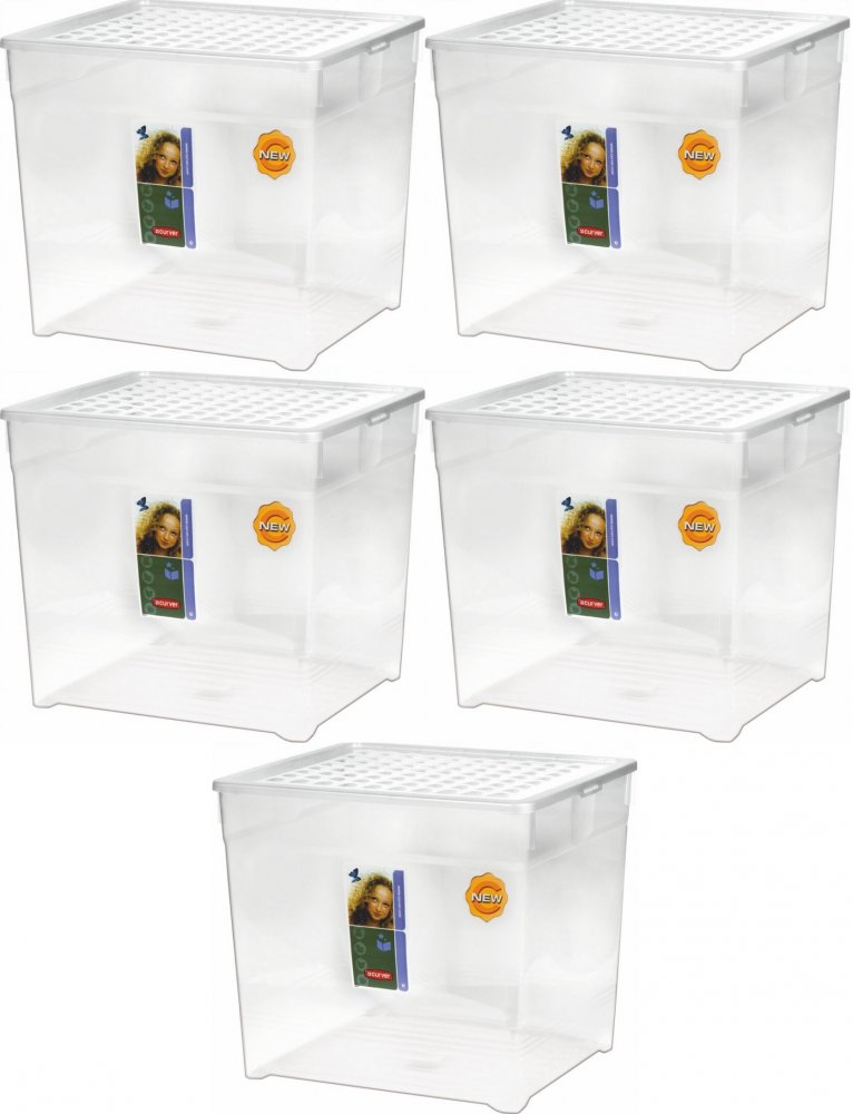 5x Pojemnik do przechowywania Curver, 39.5x34.2x34.3cm, 33l, przezroczysty