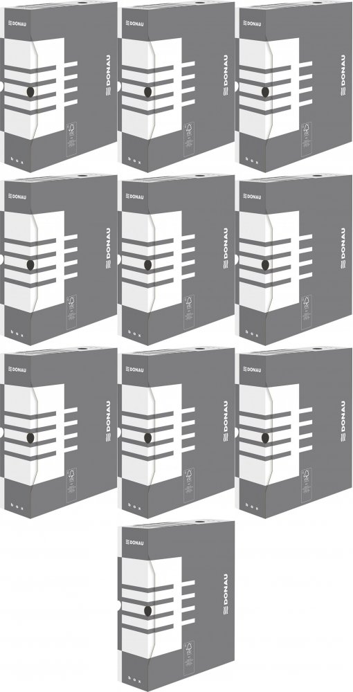 10x Pudło archiwizacyjne Donau, do luźnych dokumentów, 100mm, szary