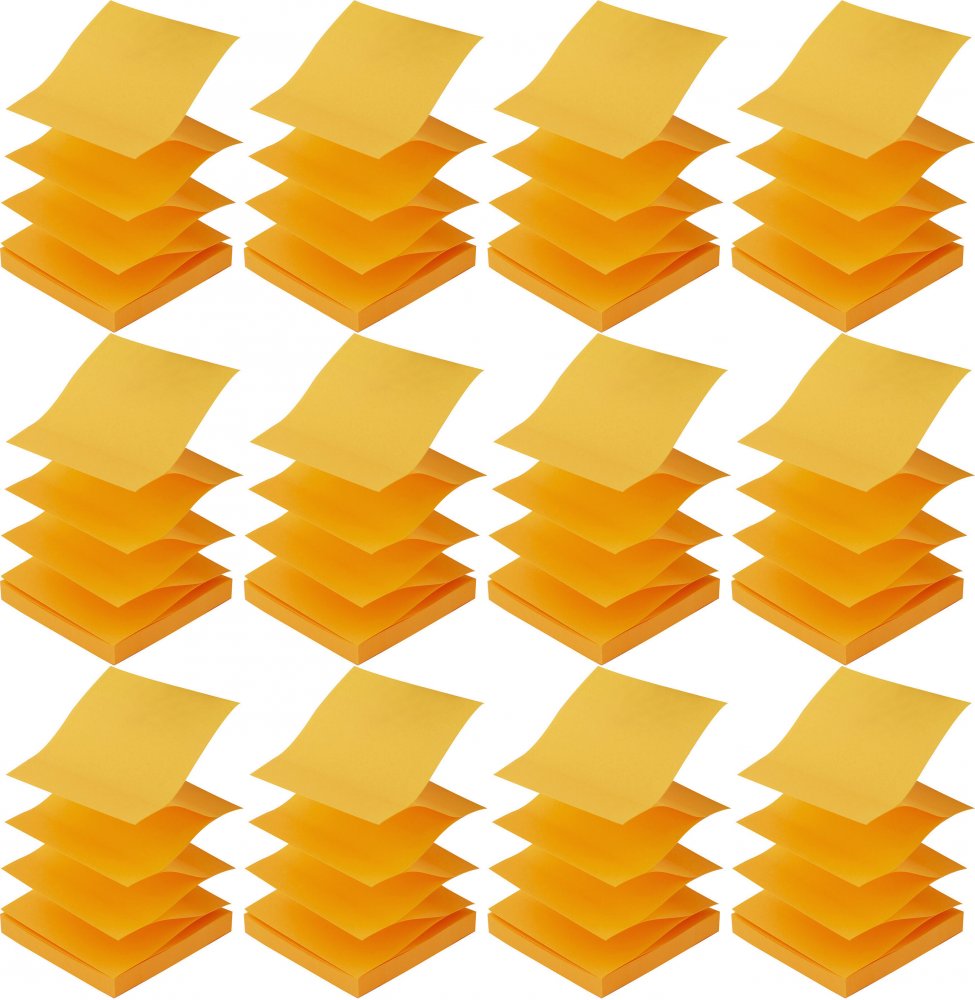 12x Karteczki samoprzylepne D.Rect Zig Zag, harmonijkowe, 75x75mm, 100 karteczek, pomarańczowy pastelowy