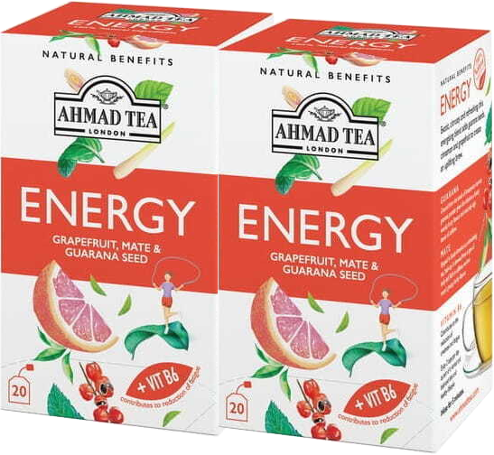 2x Herbata funkcjonalna w kopertach Ahmad Tea Energy Healthy Benefit, 20 sztuk x1,5g