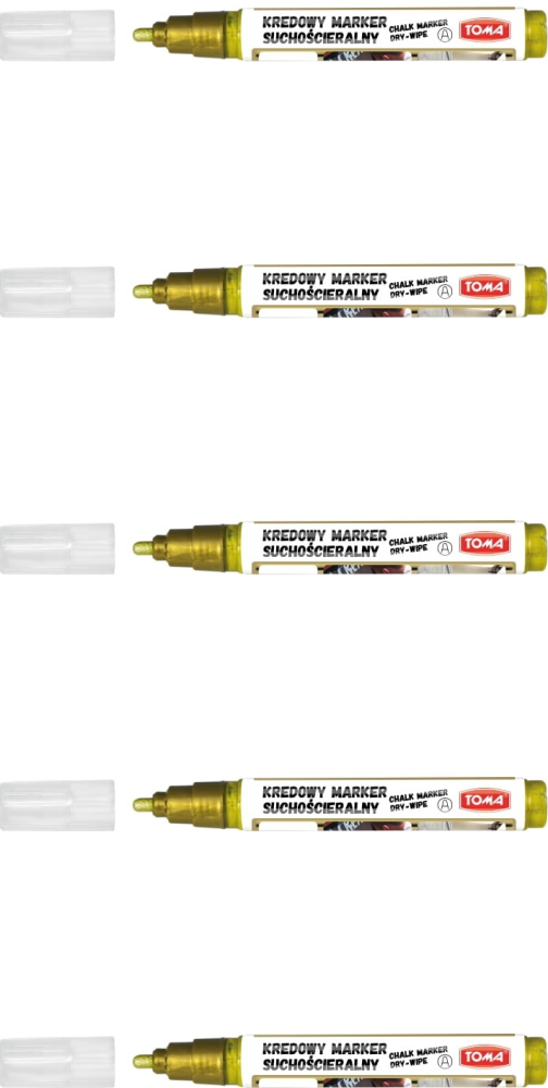 5x Marker kredowy suchościeralny Toma TO-296, okrągła, 4.5 mm, złoty