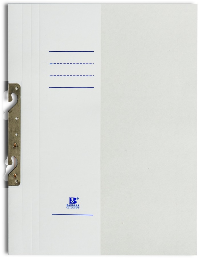 Skoroszyt kartonowy zawieszany Barbara, 1/2 A4, do 150 kartek, 280g/m2, biały