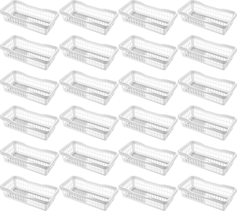 24x Koszyk do przechowywania Plafor 1, 200x100x50mm, 1l, biały