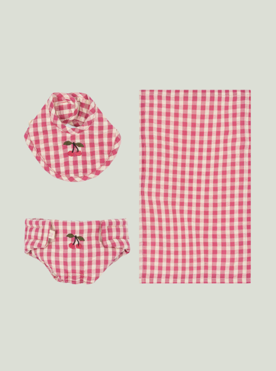 Zestaw ubranek DOLL NURSERY SET BUBBLEGUM CHECK Konges Sløjd