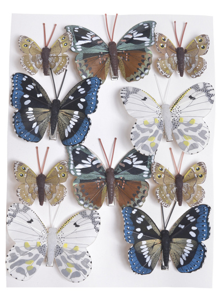 Motylki dekoracyjne na klipsie 10 sztuk mix kolorów