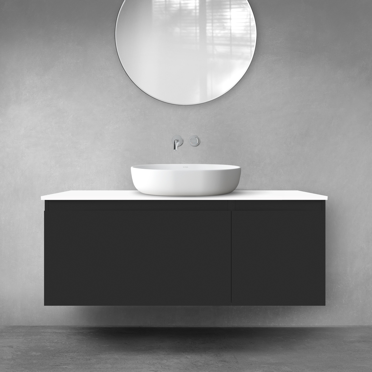 Oltens Vernal zestaw mebli łazienkowych 120 cm z blatem czarny mat/biały połysk 68254300 - Wysyłka w 24h