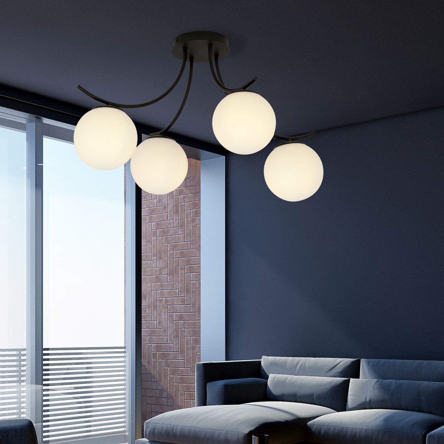 Emibig Boston lampa podsufitowa 4x10 W czarna-opal 1109/4