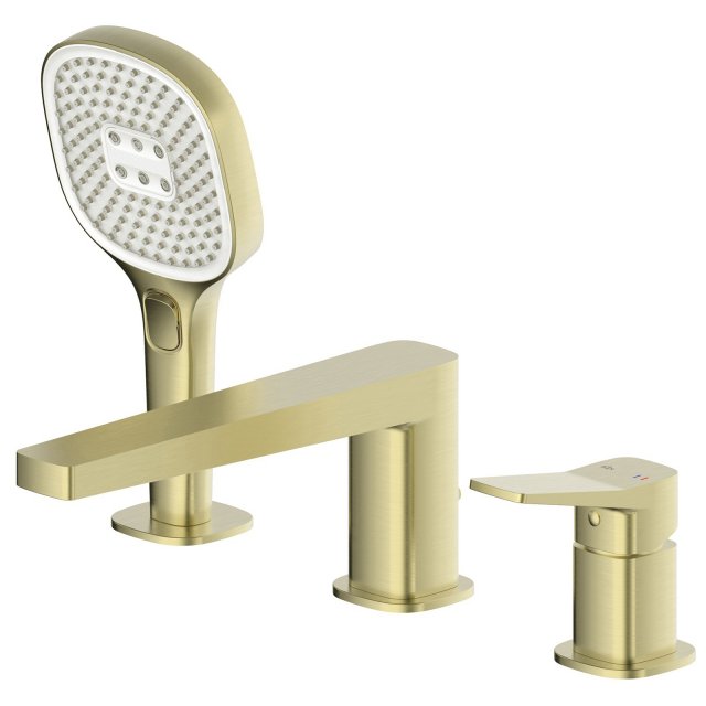 KFA Bateria wannowa MALAGA 3-otworowa stojąca jasna złota szczotkowan