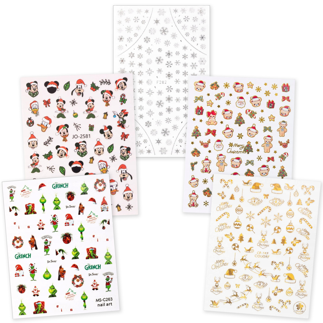 5x Naklejki Do Zdobienia Paznokci Christmas Świąteczne