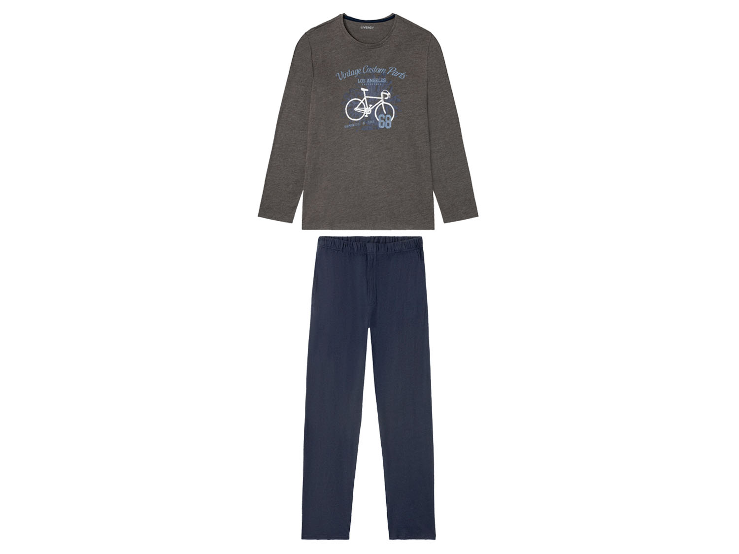 Livergy Piżama męska z bawełny Kratka/szary, S44/46