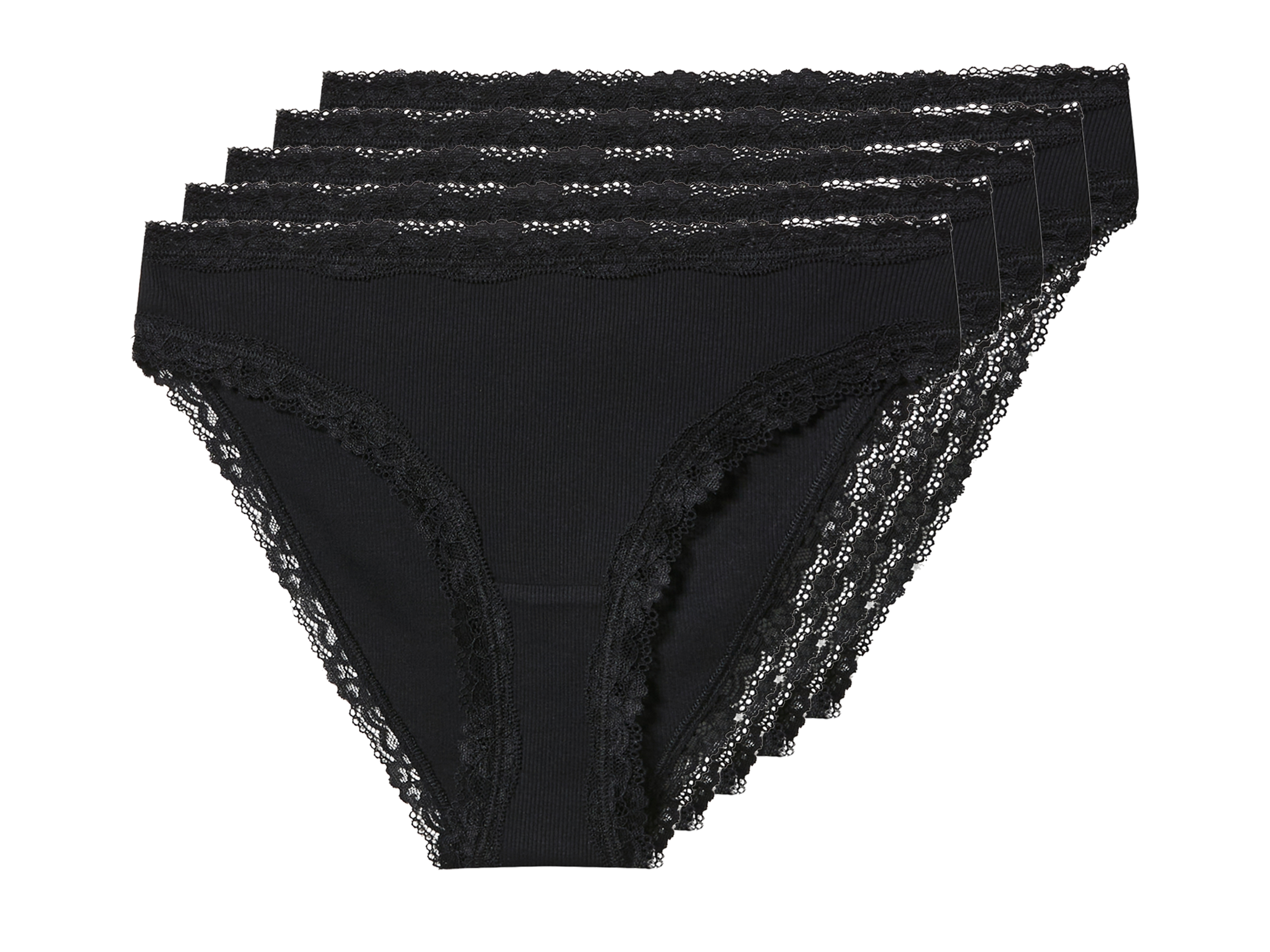 esmara Majtki slipy damskie z bawełną, 5 par Czarny, S36/38