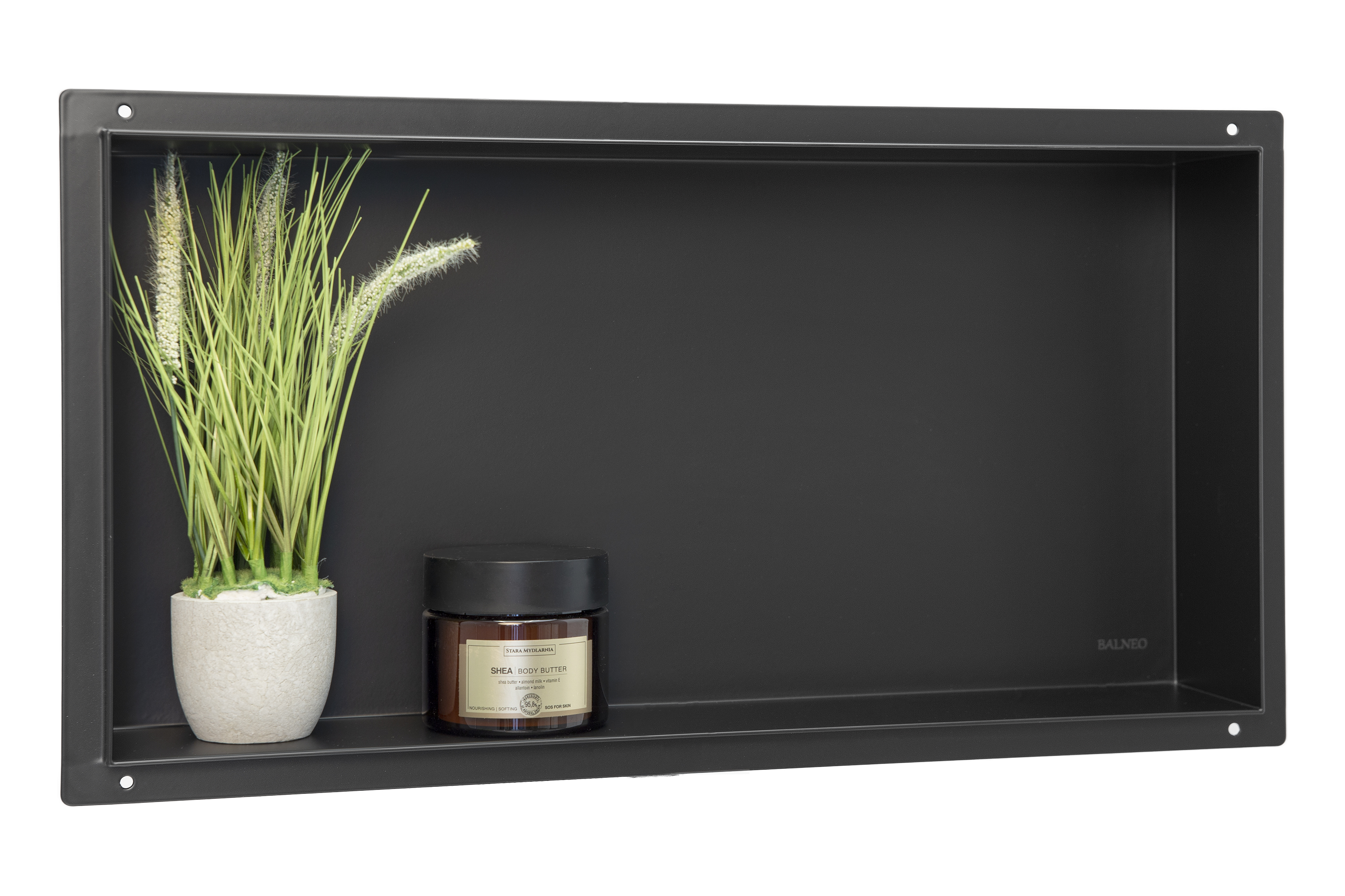 Darmowa Dostawa - Półka wnękowa 60 cm czarna Balneo Wall-Box No Rim Black OBBL3NR
