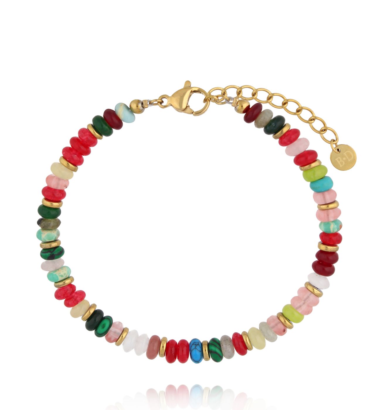 Bransoletka z kolorowych kamieni – jadeit, malachit i jaspis BEA0080 - By Dziubeka