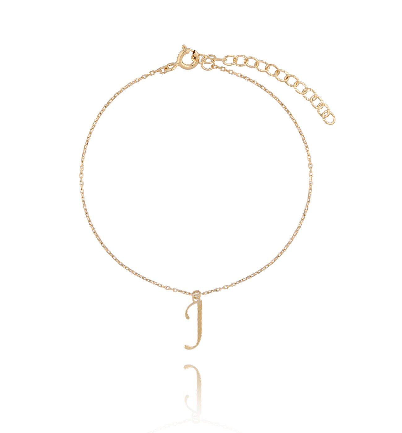 Bransoletka srebrna pozłacana z literką J - By Dziubeka