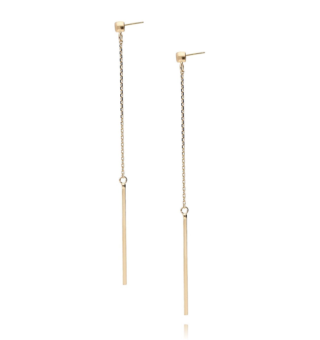 Kolczyki srebrne pozłacane długie patyczki - By Dziubeka