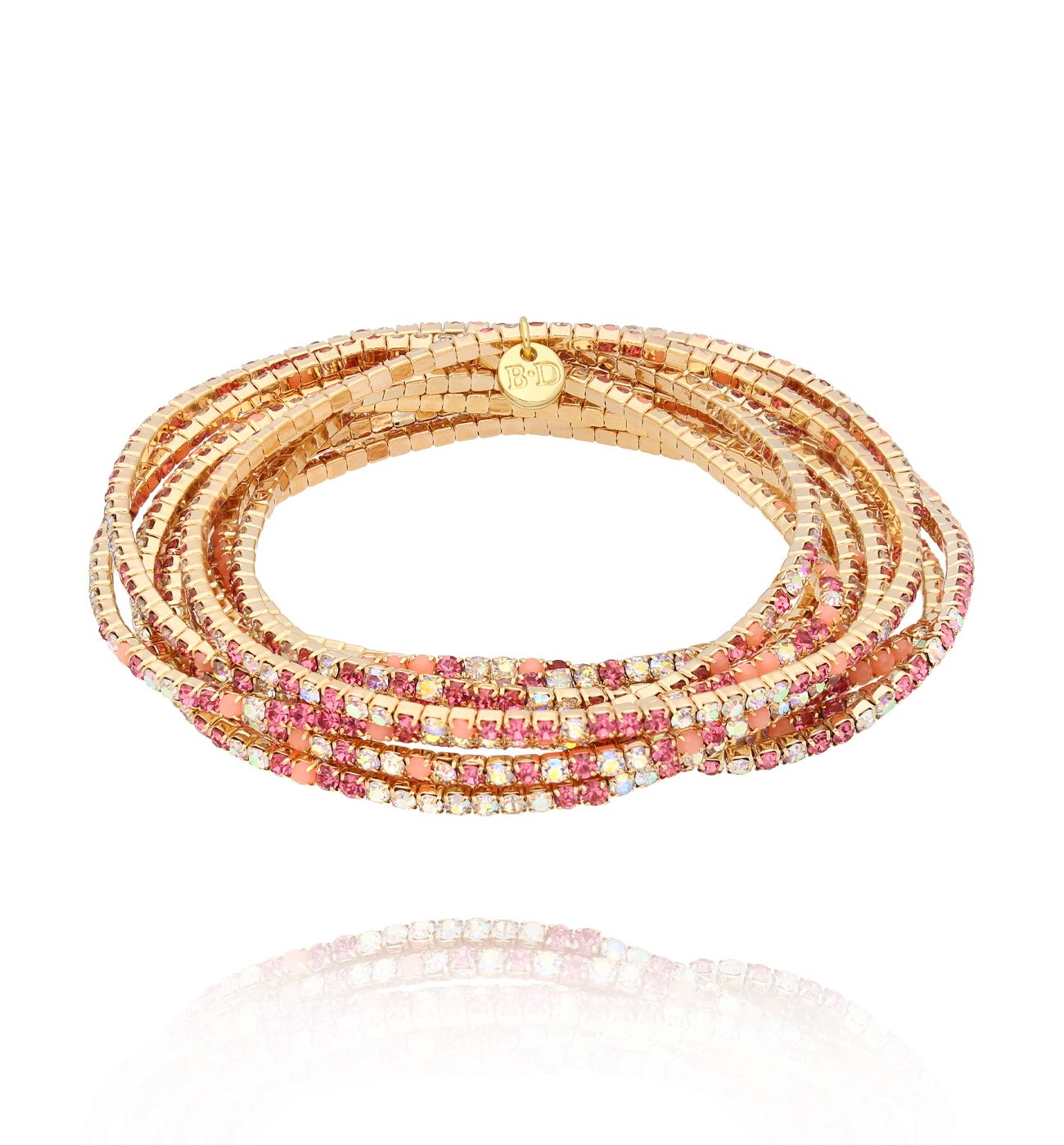 Bransoletka z brzoskwiniowy kryształkami Luminous Crystal - By Dziubeka