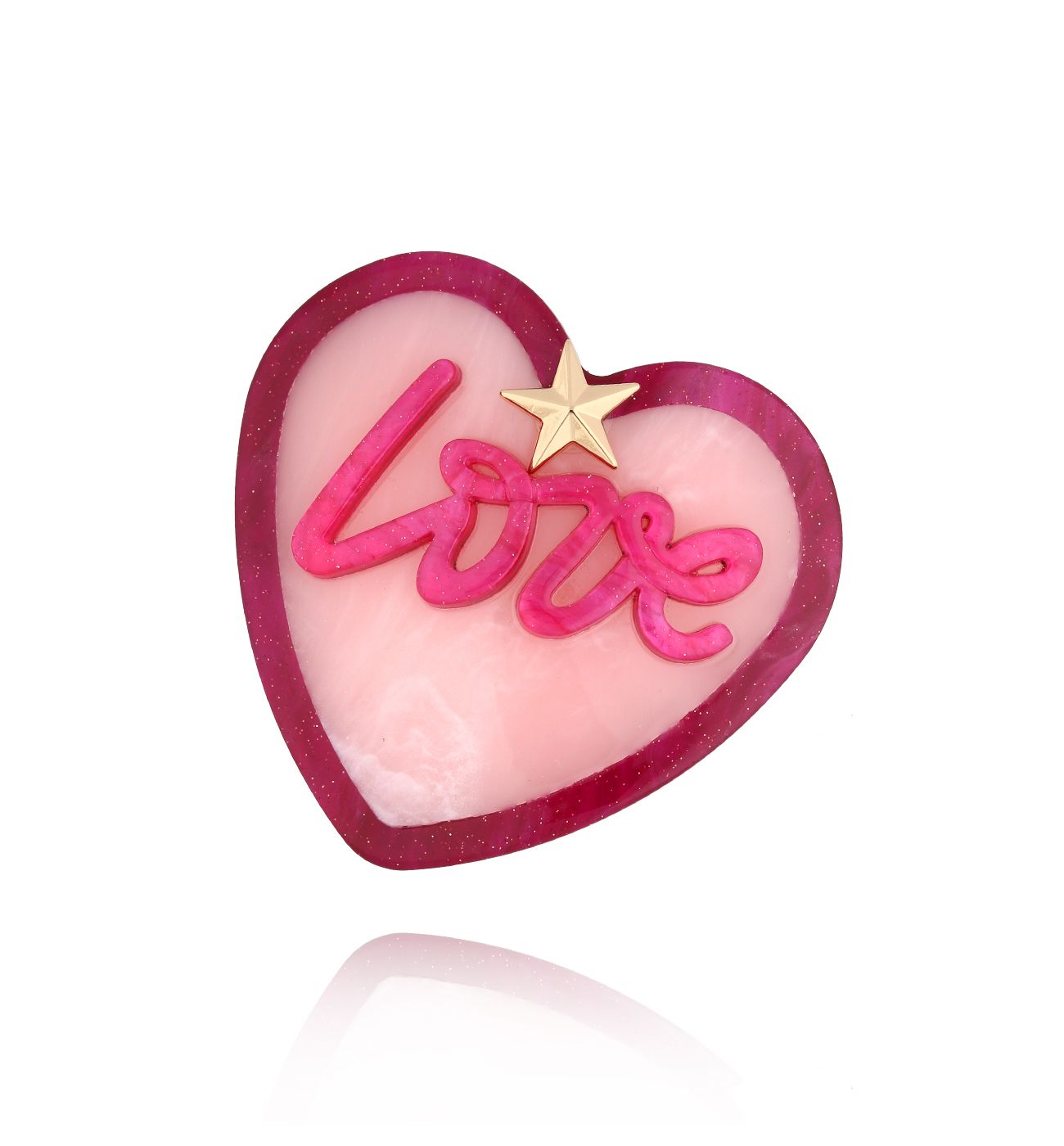 Broszka różowa z sercem Heart BRZA0051