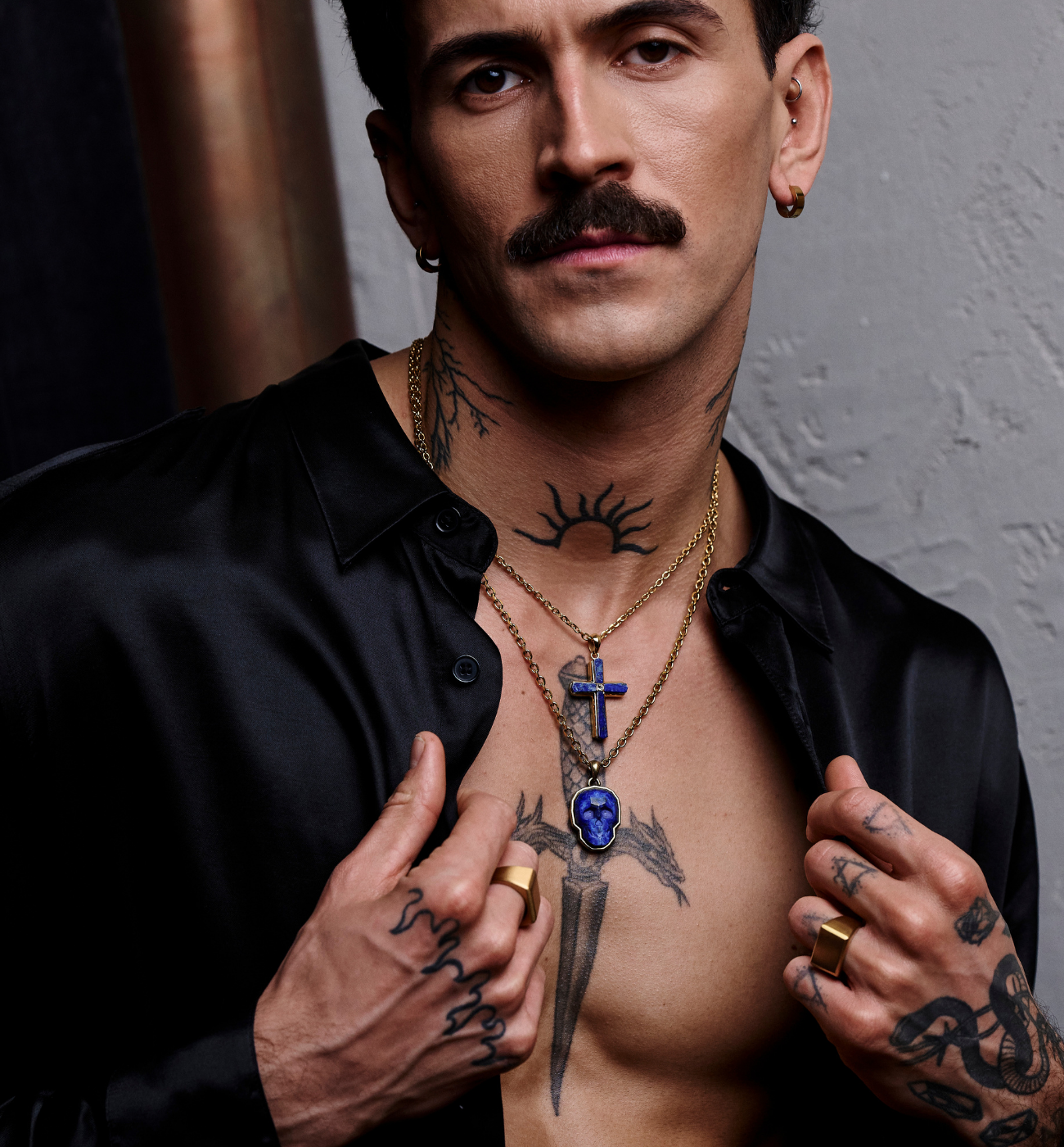 Naszyjnik z czaszką i lapisem lazuli - By Dziubeka