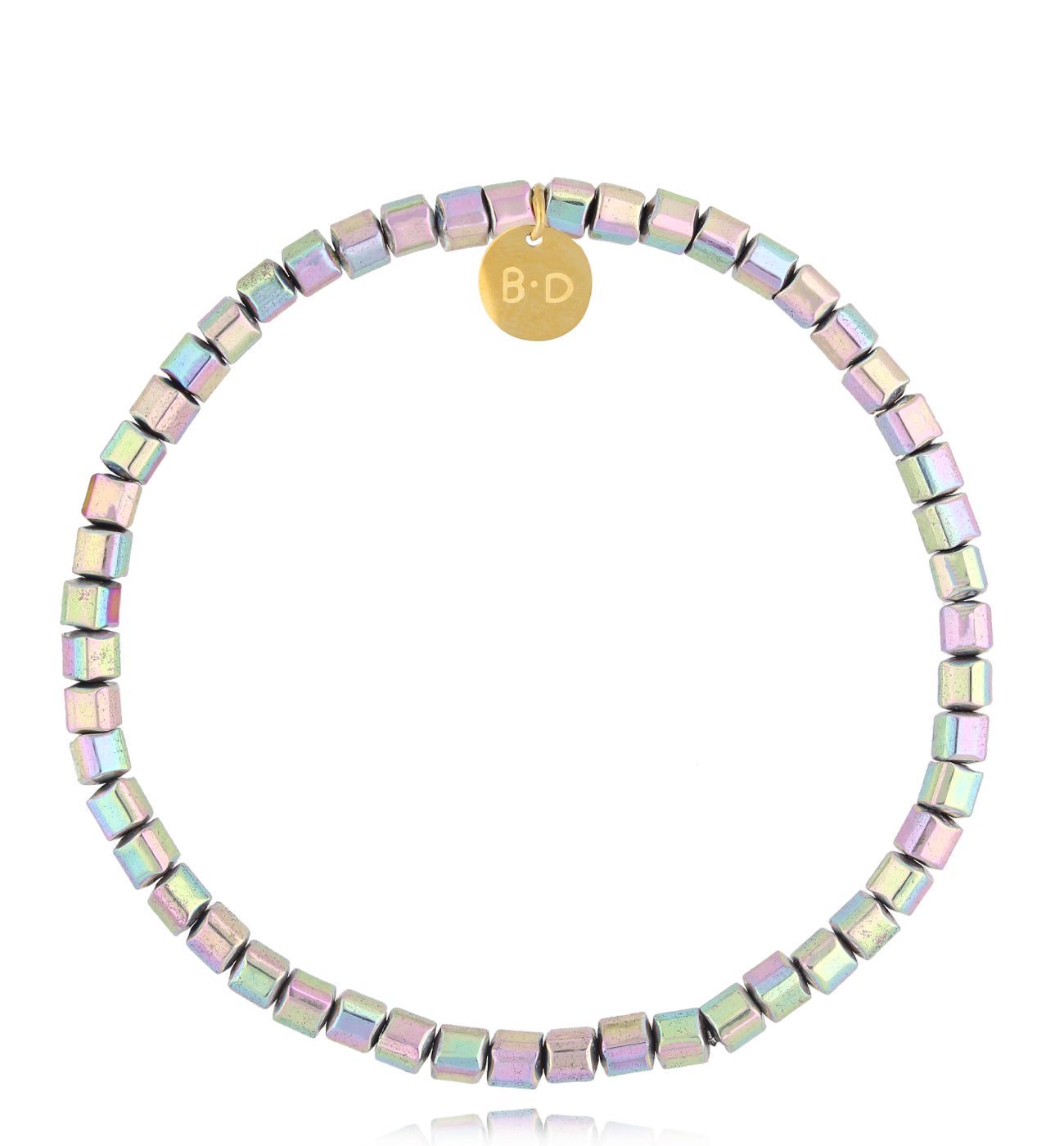 Bransoletka srebrno różowa z hematytami męska Relief - By Dziubeka