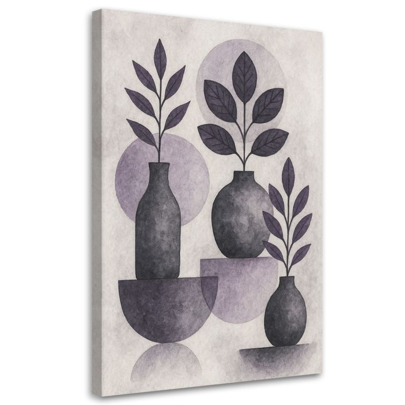 Obraz Japandi Feeby Liście Wazy Geometryczne Grafit Minimalizm 80x120cm 1szt