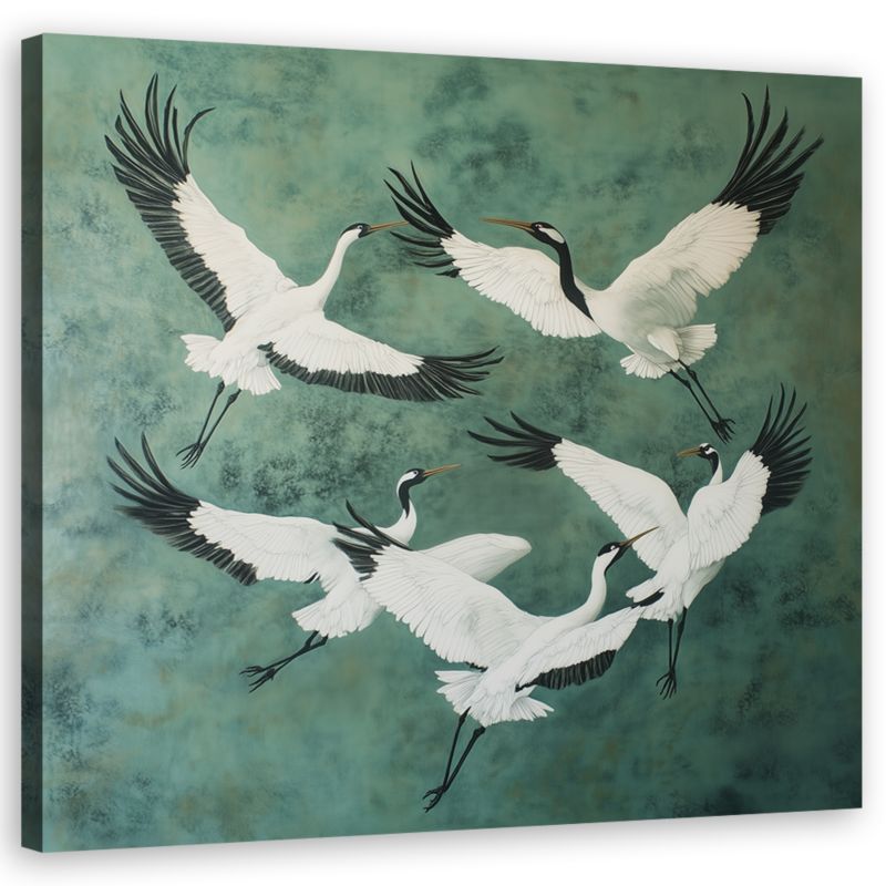 Obraz do salonu sypialni Feeby Ptaki Zwierzęta Zielony 40x40 cm 1szt