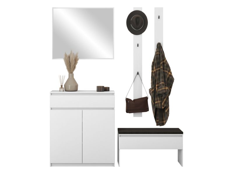 Meble MIRJAN 24 do przedpokoju Simply I biel alpejska/strukturalna czerń 1 szt.