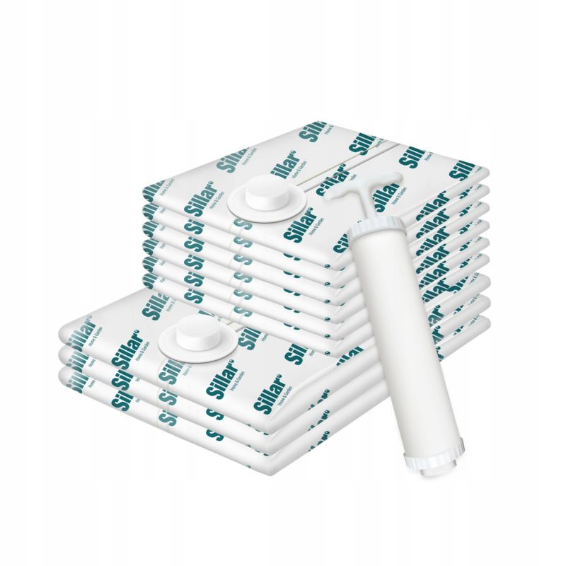 Worki próżniowe, Sillar, na odzież, pościel, z pompką, 2 rozmiary: 40x60 60x80, 9szt