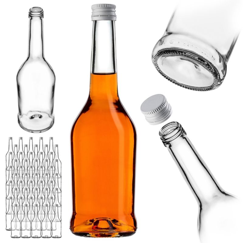 Butelka KADAX szklana 500 ml z białą zakrętką 50 szt.