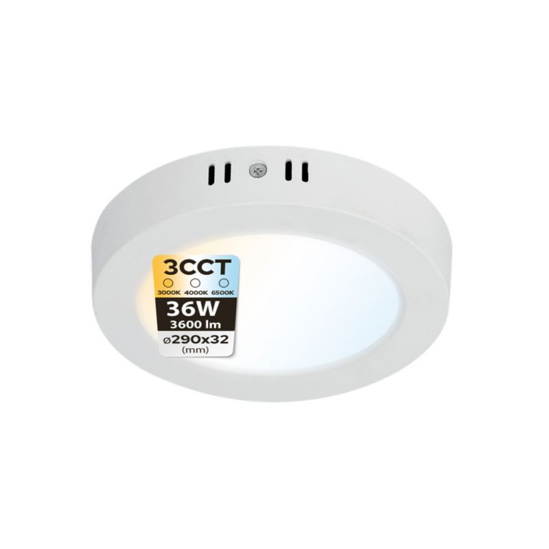 Plafon LED 36W HOROZ 3600lm 3CCT 29cm IP20 okrągły biały MILENA 1 szt.