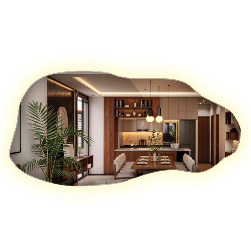 Lustro Wiszące LED ArtPrintCave 50 x 100 cm Neutralne Światło Nieregularny Organiczny Kształt 1 szt.