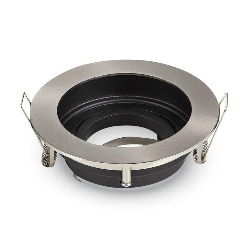 Oprawa sufitowa wpuszczana V-TAC srebrno-czarna ruchoma 1 x GU10 x 10W IP20 wym: 9 x 9 cm okrągła - 1 szt.