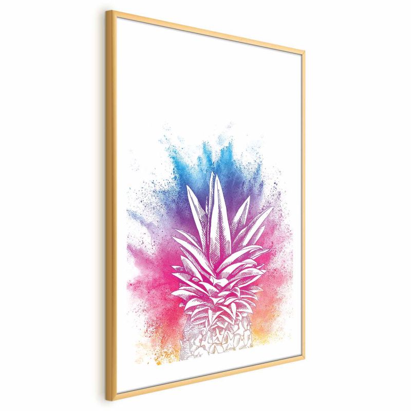 Plakat Artgeist Kolorowy ananas 21x30 cm z ramą złotą 1 szt