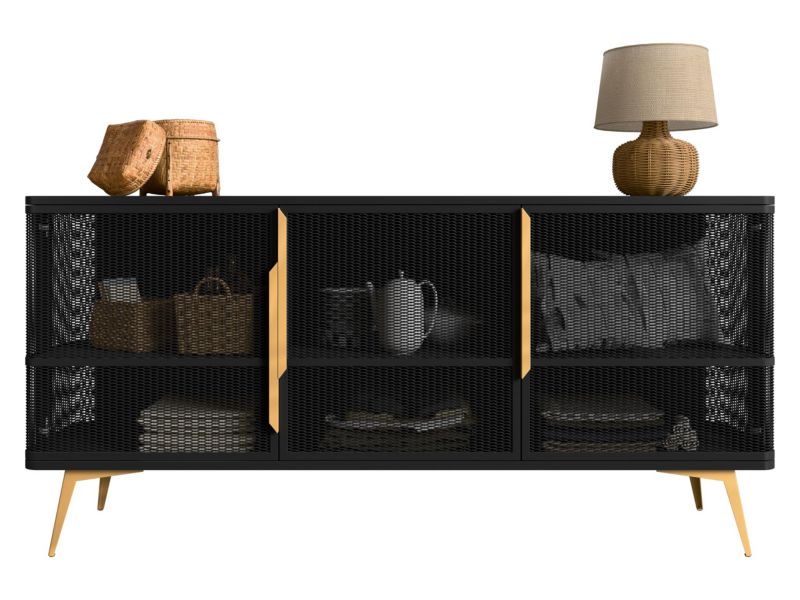 Komoda 3 dzielna MIRJAN 24 Modera czarny + złoty 1 szt