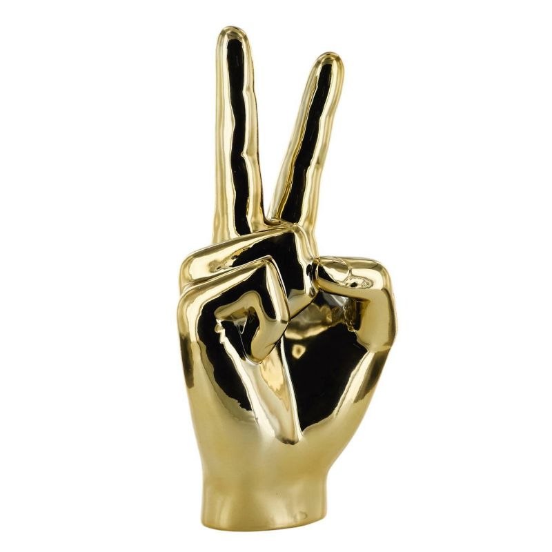 Figurka dekoracyjna Dłoń Victoria INTESI złota ceramiczna do salonu i biura 27 cm 1 szt.