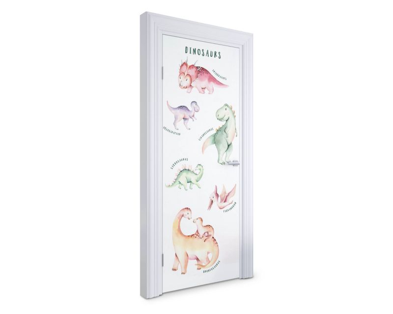 Naklejka na drzwi Wallfluent 75x205 cm Urocze dinozaury 1 szt.