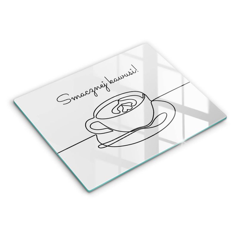 Szklana deska do krojenia Wallfluent 40x52 cm Kawa, Napis: Smacznej Kawusi 1 szt.