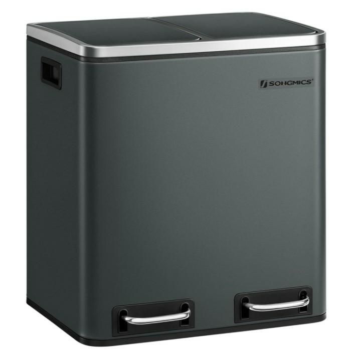 Kosz na śmieci Songmics szary metalowy podwójny 2x15L 1 szt.