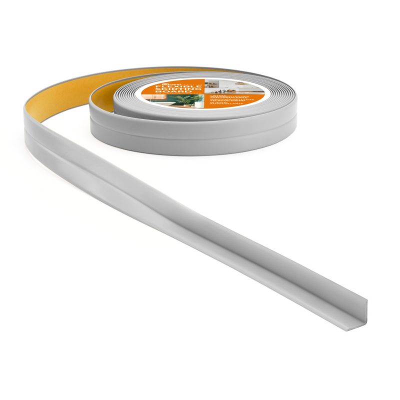 Listwa wykończeniowa PCV 10x10 mm, samoprzylepna, elastyczna, miękka taśma dekoracyjna, szary, 5 m