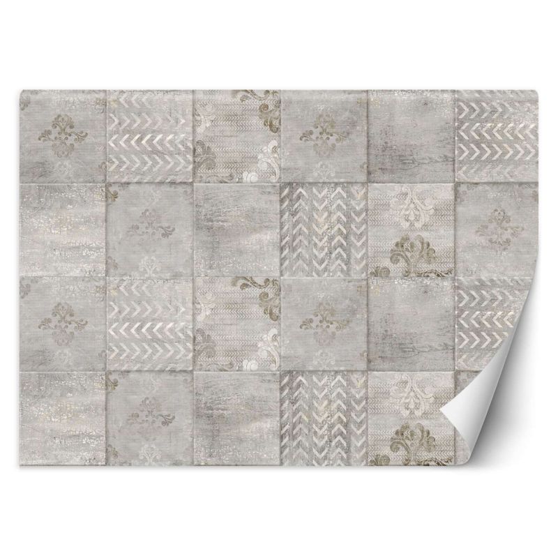 Fototapeta Feeby Szare kafelki płytki na ścianę delikatny ornament 350x245 1 szt