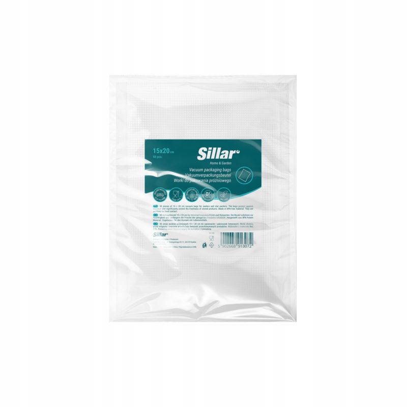 Worki moletowane, Sillar, do pakowania próżniowego, zgrzewarki, PA/PE, 15x20cm, 50szt