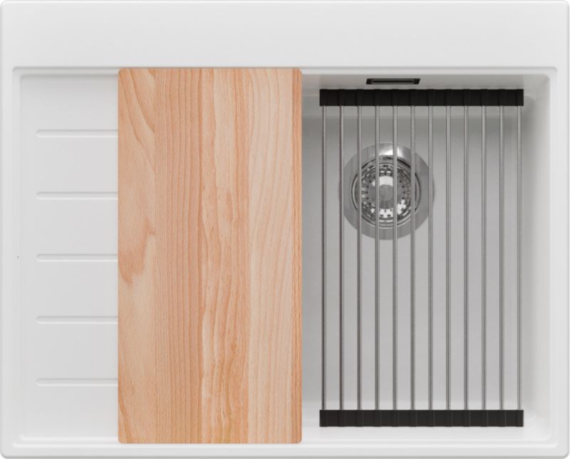 Zlewozmywak Sydney PRIMAGRAN Nablatowy 62x50cm do szafki od 40cm, Biały + Syfon + Akcesoria, S031, 1 szt.